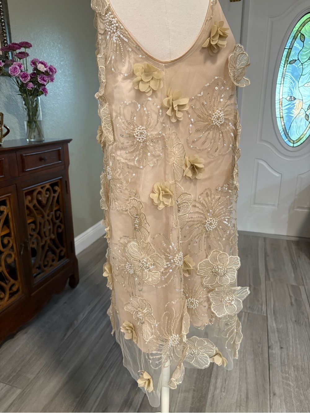Rich Radi QS Embellished Halter Mini in Champagne - Picture 6 of 15